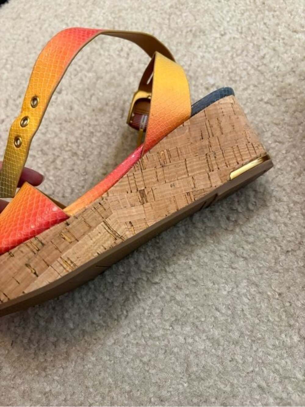 Ombre Snake-Embossed Ankle-Strap Wedges - Picture 4 of 9